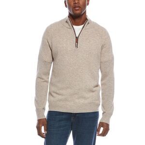Kier + J Mens Raglan Wool & Cashmere-Blend 1/4-Zip Sweater, Beige
